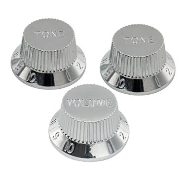 Imagem de Musiclily Pro Polegadas Kit 3 Knobs Strato de Plástico 1 Volume 2 Tone para Guitarra Stratocaster, Cromado(3 Peças)