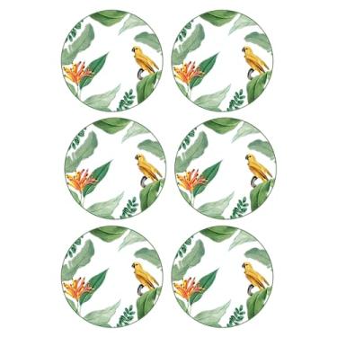 Imagem de Germer, Conjunto de prato raso em porcelana, modelo Convexa, Natureza, Ø 26 cm, 6 unidades,Branco com detalhes naturais - FL