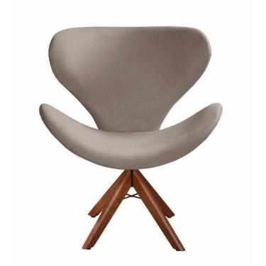 Imagem de Poltrona Decorativa Isis Swan Cadeira Giratória Pé Madeira