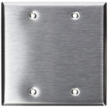 Imagem de Leviton 84025 Placa de parede sem dispositivo em branco, tamanho padrão, suporte de caixa, aço inoxidável
