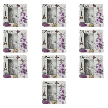 Imagem de Porta Retrato 10x15 Kit 10 Unidades Moldura Paris Fotografia Vintage Classico Enfeite Casa Mesa Estante Prateleira Viagem Lembrança Decoraçao