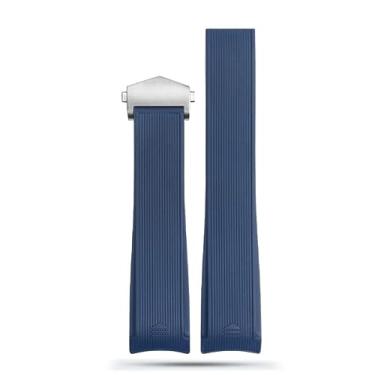 Imagem de DFAMIN Pulseira de borracha com extremidade de arco de 22 mm para TAG WAY201A/WAY211A 300|500 pulseira de pulso preto azul pulseira de relógio com fivela dobrável (Cor: fivela de prata