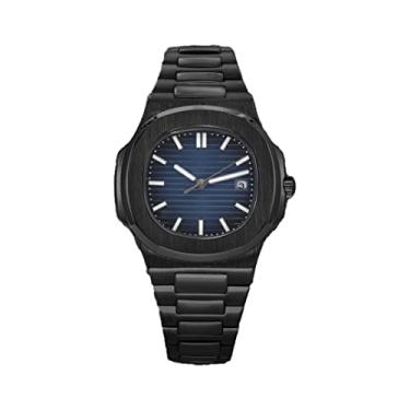 Imagem de NH35 Relógios automáticos masculinos 316L aço sólido PVD cor preta relógio masculino reequipamento clássico modelo DIY relógio de pulso 3ATM à prova d'água 41mm, Azul