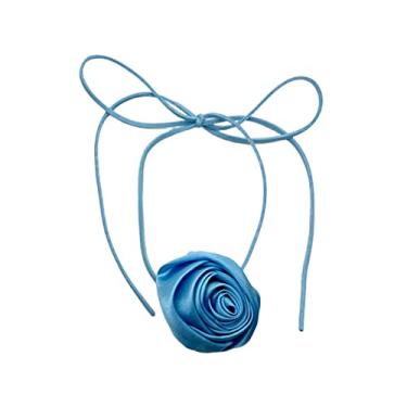 Imagem de Misright Colar gargantilha para mulheres colar rosa feito à mão colar elegante colar de flores boêmias colares corrente clavícula, one size, Acrílico, Sem Pedra Preciosa