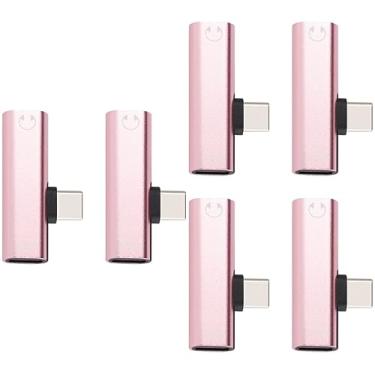 Imagem de HEMOTON 6 Peças Adaptador de áudio adaptadores de fone de ouvido adaptador de carregamento tipo c para adaptador de jack de 3,5 mm conversor de carregamento de fone de ouvido Cobrar Type