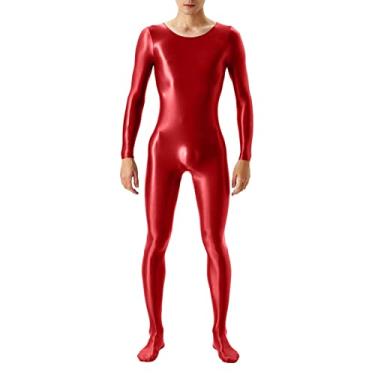 Imagem de Bodystocking masculino lingerie sexy malha bodysuit anexado meias collants babydoll roupa interior Roupa de dormir desatado Camisola Bata Trajes Urso de para sem alta C53-Vermelho X-Large