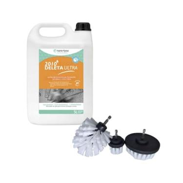 Imagem de Kit Removedor Pichação Tintas Deleta Pro 2010 5 Litros Com 3 Escovas Rotativas Macia Encaixe Universal - Nano4You