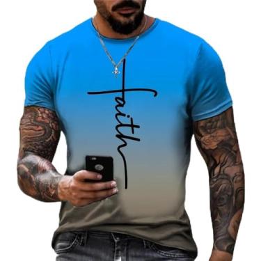 Imagem de Camiseta masculina de manga curta Jesus com estampa de cruz e fé casual divertida Jesus Saved My Life, Branco, 3G