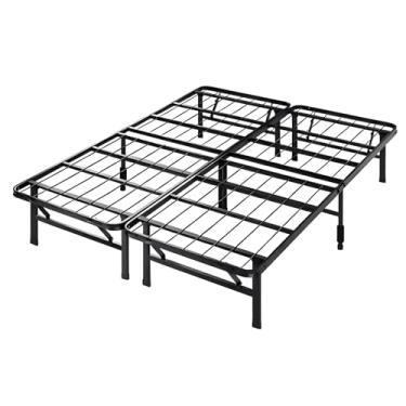 Imagem de Estrutura De Cama Queen Dobrável, Estrutura De Cama De Metal Dupla Com Pernas De Apoio, Armações De Cama Queen Para Quarto, Sem Necessidade De Montagem (Color : Black, Size : 59x78in)