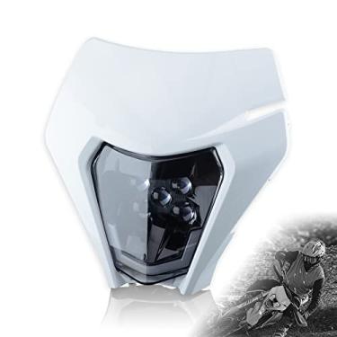 Imagem de MCHMFG Kit de farol de bicicleta suja para motocicleta, kit de faróis de LED, kit universal para a maioria dos poços de sujeira e enduro para motocicleta, farol frontal para quadriciclo (branco)