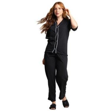 Imagem de Pijama Blogueira Manga Curta Vekyo Botões Roupa Para Dormir Inverno Linha Noite-Feminino