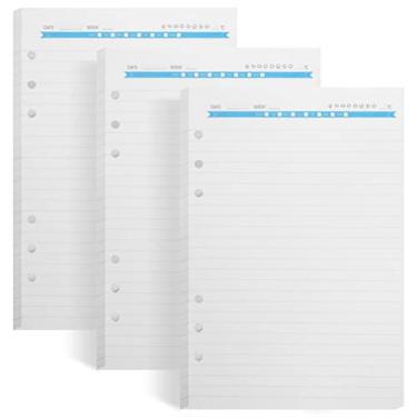 Imagem de Muranana Recargas de papel A5, agenda de fichário A5, 120 folhas (240 páginas), refis de caderno de 6 furos para agenda de caderno de 6 anéis recarregáveis A5, papel pautado, cor cremosa