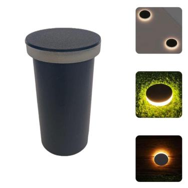 Imagem de 2 Luminárias Balizadores Spot Redondos Led SMD Em PVC De 3W Luz Branco Quente De Embuti...