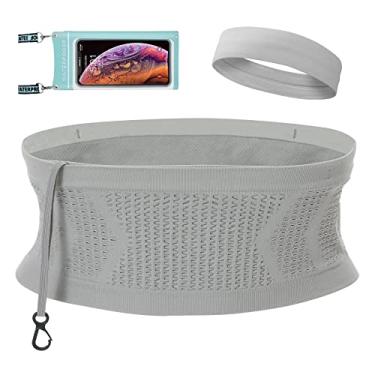 Imagem de JVZI Cintos de corrida finos para mulheres e homens | invisível, respirável e antirroubo | pochete de cinto de telefone de corrida | Cinto para dinheiro de viagem | Bolsos ocultos para viagens, Cinza,