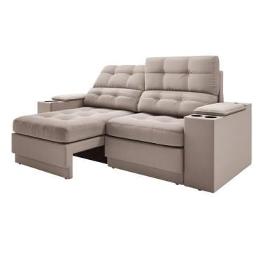 Imagem de Sofá com Usb Retrátil e Reclinável Eureka 1,70m - Bege