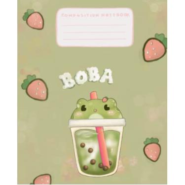 Imagem de Caderno de composição, caderno pautado na faculdade Froggy Boba | Livros de composição fofos para adolescentes em idade escolar