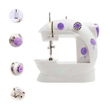 Imagem de Mini Máquina Costura Reta Portátil Cor Branco Voltagem