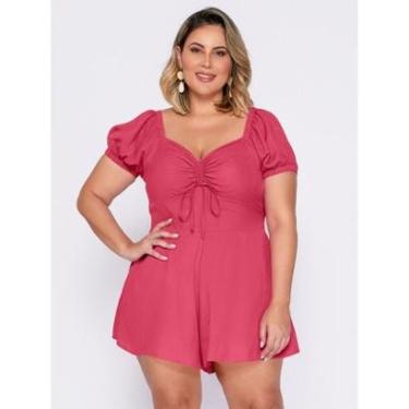 Imagem de Macaquinho Curto Plus Size Manga Curta Amarração nas Costas Feminino-Feminino