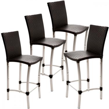 Imagem de 4 Banquetas Alta Cannes em Alumínio para Cozinha Bar Edícula