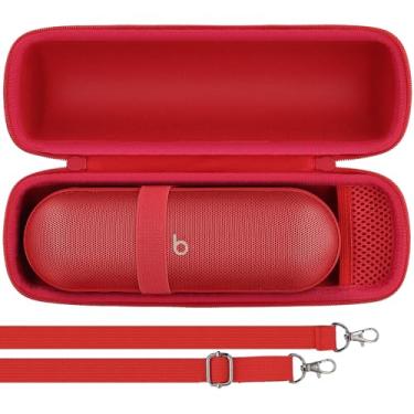Imagem de Capa protetora rígida para alto-falante Bluetooth sem fio Beats Pill 2024 com alça de ombro, bolsa de viagem portátil de substituição (capa vermelha declaração) - co2CREA