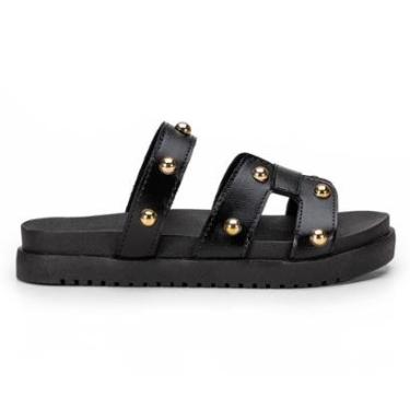 Imagem de Sandália Feminina Designer Bolinha Brilho Delicada Luxo Estilosa Confortável da Moda-Feminino