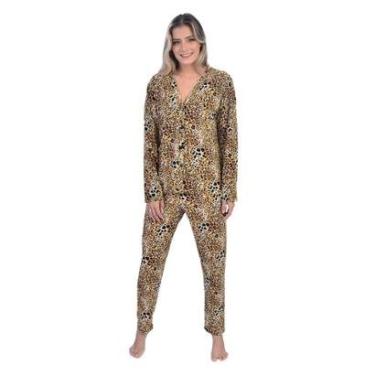 Imagem de Pijama Feminino Longo Inverno Liganete Botões-Feminino