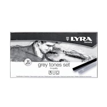 Imagem de Giz Pastel Seco Lyra Grey Tones Tons de Cinza Set 12 Cores