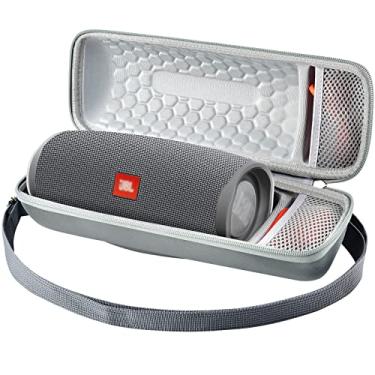 Imagem de Capa rígida de viagem para alto-falante Bluetooth JBL Charge 4/Charge 5 à prova d'água. Bolsa de armazenamento para carregador e cabo USB - cinza + cinza interno (apenas capa)