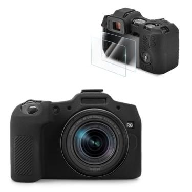 Imagem de VOVMOEYA Compatível com kit de acessórios de capa para câmera Canon EOS R8 [com 2 filmes LCD temperados], capa protetora para câmera EOS R8 de silicone macio, sensação de aderência, leve, 9H 0,25 mm,