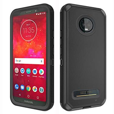 Imagem de Asuwish Capa de celular para Moto Z3 / Z3 Play, híbrida, resistente, à prova de choque, rígida, à prova de quedas, acessórios para celular Motorola MotoZ3 Z 3 3Z Z3play feminino preto