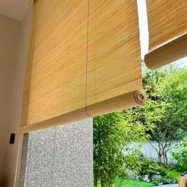 Imagem de Persianas de janela externas de bambu, persianas de rolo de bambu natural, cortinas romanas respiráveis/blackout, cortina decorativa retrô, para varanda, pátio, varanda, cozinha, portas (Cor: A,