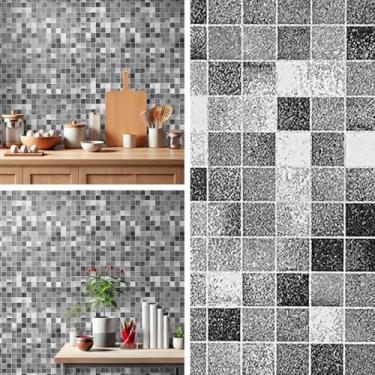 Imagem de Papel de Parede Adesivo Lavável Envelopamento Antimanchas 5 metros (Pastilha Preta)