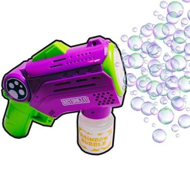 Imagem de Brinquedo Máquina Bolha De Sabão Pistola Automática Com Luz Roxo, Lança Bolhas De Sabão Pistola, Lançador De Bolha Metralhadora