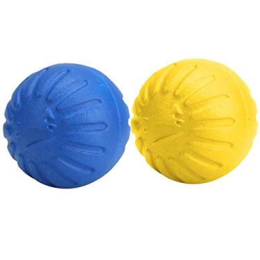 Imagem de TOPINCN Bola de mastigar de cachorro EVA flutuante bola oca brinquedo resistente à mordida brinquedo de mastigar para cães bola molar portátil gato cachorro bola interativa (amarelo)