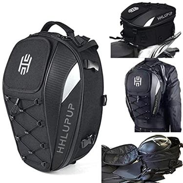 Imagem de HHLUPUP Bolsa traseira de motocicleta, capacete, grande capacidade, uso duplo, mochila de motocicleta, 25 a 38 L, bolsas de bagagem à prova d'água, branca
