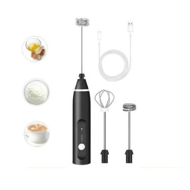 Imagem de Mini Mixer Batedor Elétrico Bebidas e Ovos Portátil Preto - Variedades
