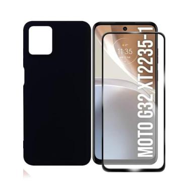 Imagem de Capa Case Silicone Aveludada Preta + Película 3d de Vidro Para Motorol