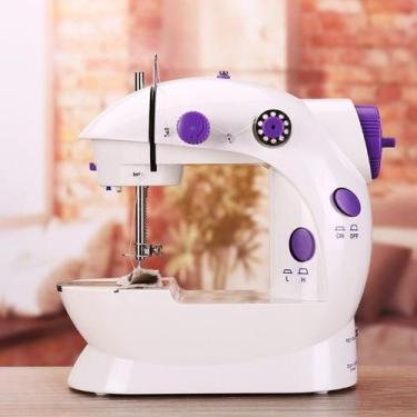 Imagem de Mini Máquina Costura Portátil Com Pedal Elétrica Costureira Bivolt 110