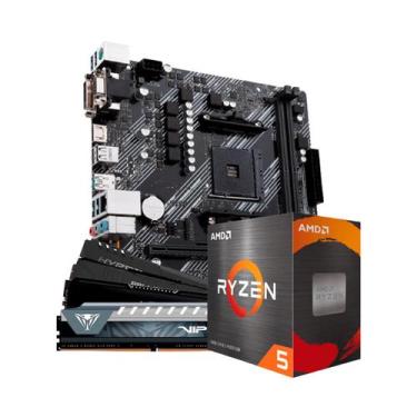 Imagem de Kit Upgrade AMD Ryzen 5 5500 Placa Mãe A520M DDR4 Memoria RAM 8GB 3200