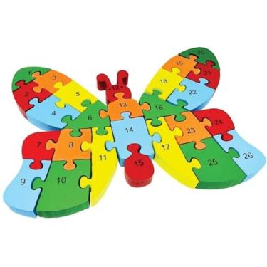 Imagem de Quebra-cabeça Infantil Borboleta em Madeira MDF c/ 26 pcs, Toy Mix.