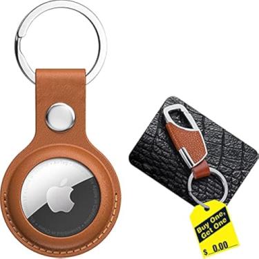 Imagem de Capa Airtags, suporte Airtags, couro de acabamento requintado, chaveiro Airtags de , acessórios Airtag 1 pacote, para capa Apple Airtag (2021) - sela marrom