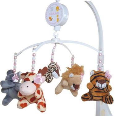 Imagem de Mobile Musical Para Berço Bebês Menina Safari Rosa - Erich Baby