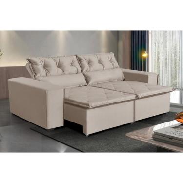 Imagem de Sofá Paraná 2,50 metros Retrátil e Reclinável  Veludo Bege  Sofá na We