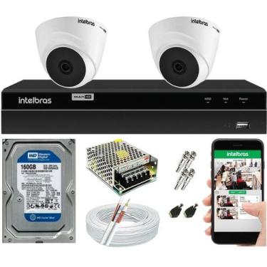 Imagem de Kit Cftv 2 Câmeras Intelbras Dome 1120 D E Dvr Mhdx 4ch