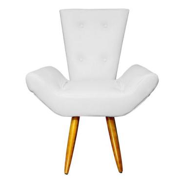 Imagem de Poltrona Decorativa Emília Barca Pés Palito Suede Branco - DS Estofado