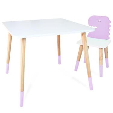 Imagem de Kit Mesa e Cadeira Infantil Dinossauro - Eita Casa Perfeita, Lilás