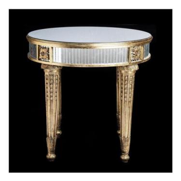 Imagem de Mesa Auxiliar Redonda Design Espelhado e Dourado - LUXdécor
