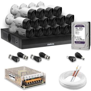 Imagem de Kit 16 Câmeras Segurança Intelbras Hd 720p Com Dvr Mhdx 1016-c Full Hd