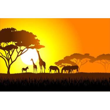 Imagem de Painel de Lona Safári África Pôr do Sol - Fabrika de Festa, 300x200cm