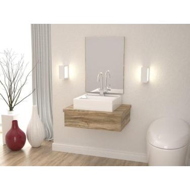 Imagem de Bancada Metrópole 601w 60cm C/cuba Q39 e Espelheira - Compace, Carvalh